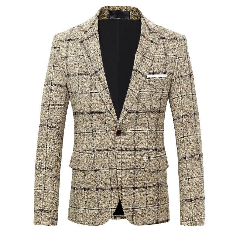 Men's Suits, Coats, Dresses, Slim - fitting Plaid Suits - Amazitshop