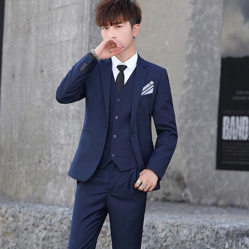 Men'S Three - Piece Korean Style Self - Cultivation Groomsmen Suits Men'S Suits - Amazitshop