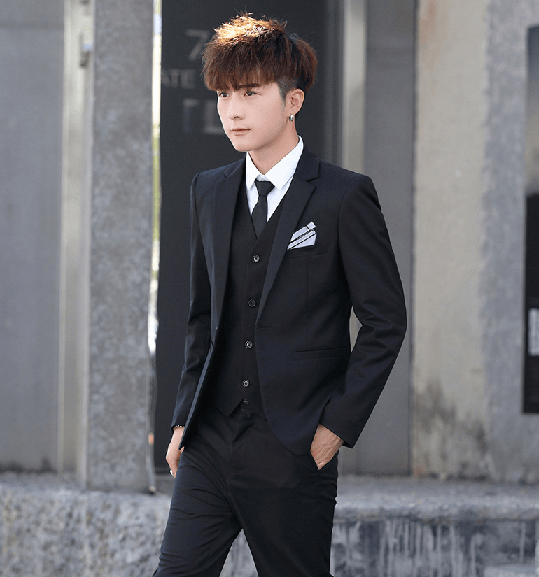 Men'S Three - Piece Korean Style Self - Cultivation Groomsmen Suits Men'S Suits - Amazitshop