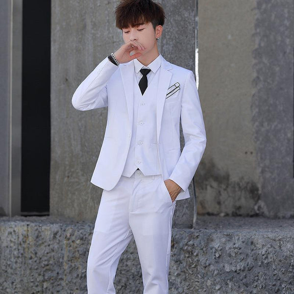 Men'S Three - Piece Korean Style Self - Cultivation Groomsmen Suits Men'S Suits - Amazitshop