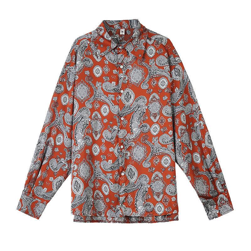 Men's Totem Printing Trend Thin Shirts Slippery Tops - Amazitshop