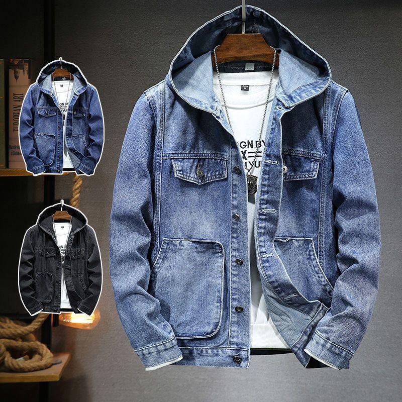 Men's Trendy Hooded Denim Jacket - Amazitshop