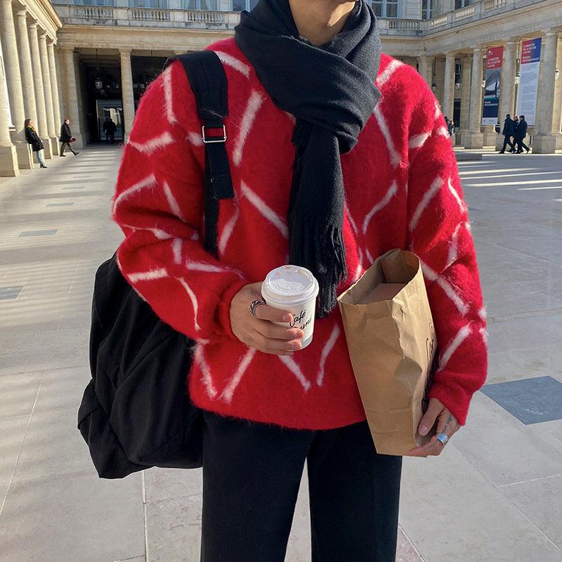 Men's Trendy Outerwear Plush Plaid Sweater - Amazitshop