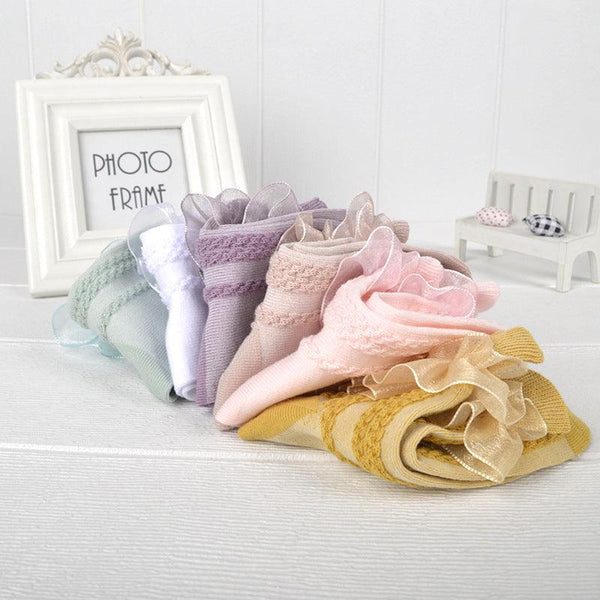 Mesh Princess Baby White Latin Dance Kids Lace Socks - Amazitshop