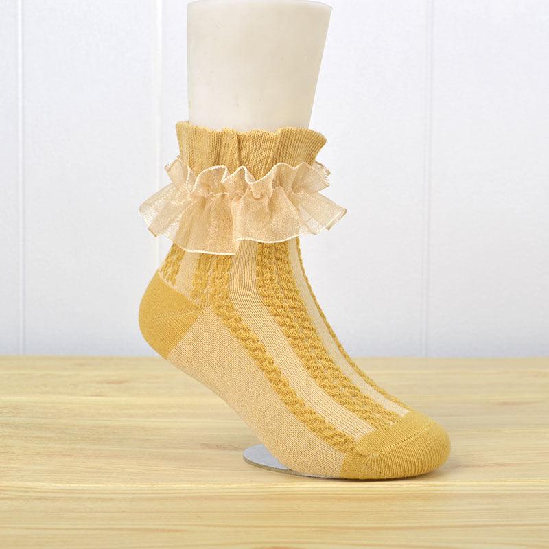 Mesh Princess Baby White Latin Dance Kids Lace Socks - Amazitshop