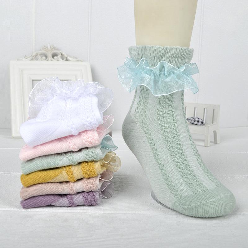 Mesh Princess Baby White Latin Dance Kids Lace Socks - Amazitshop
