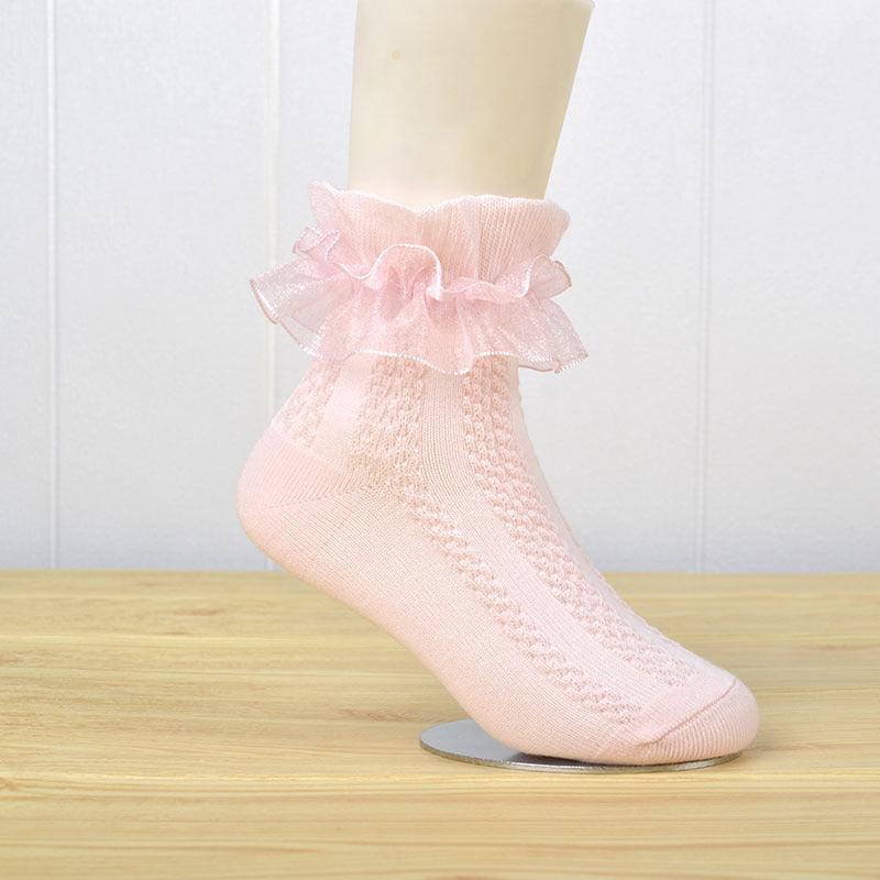 Mesh Princess Baby White Latin Dance Kids Lace Socks - Amazitshop