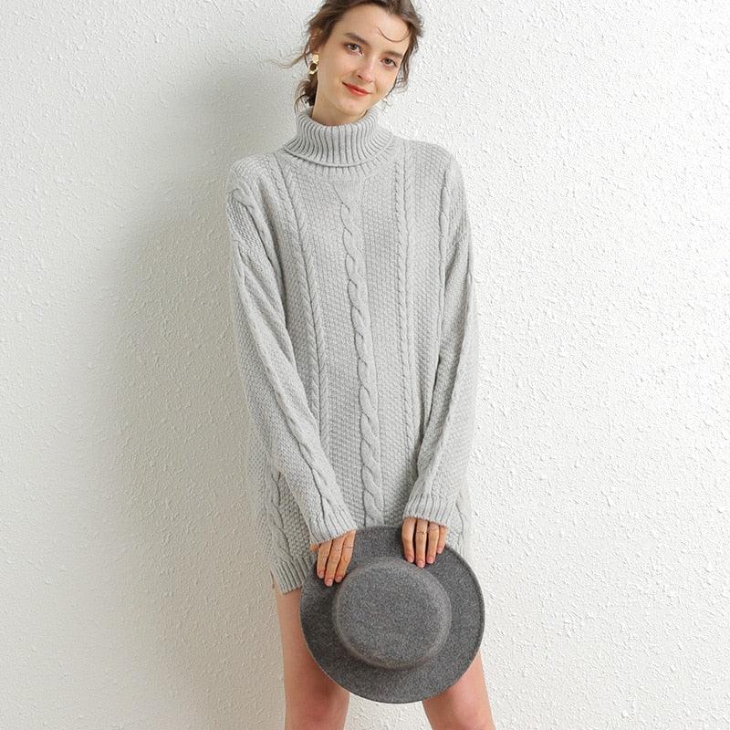 Mid - length turtleneck sweater dress - Amazitshop