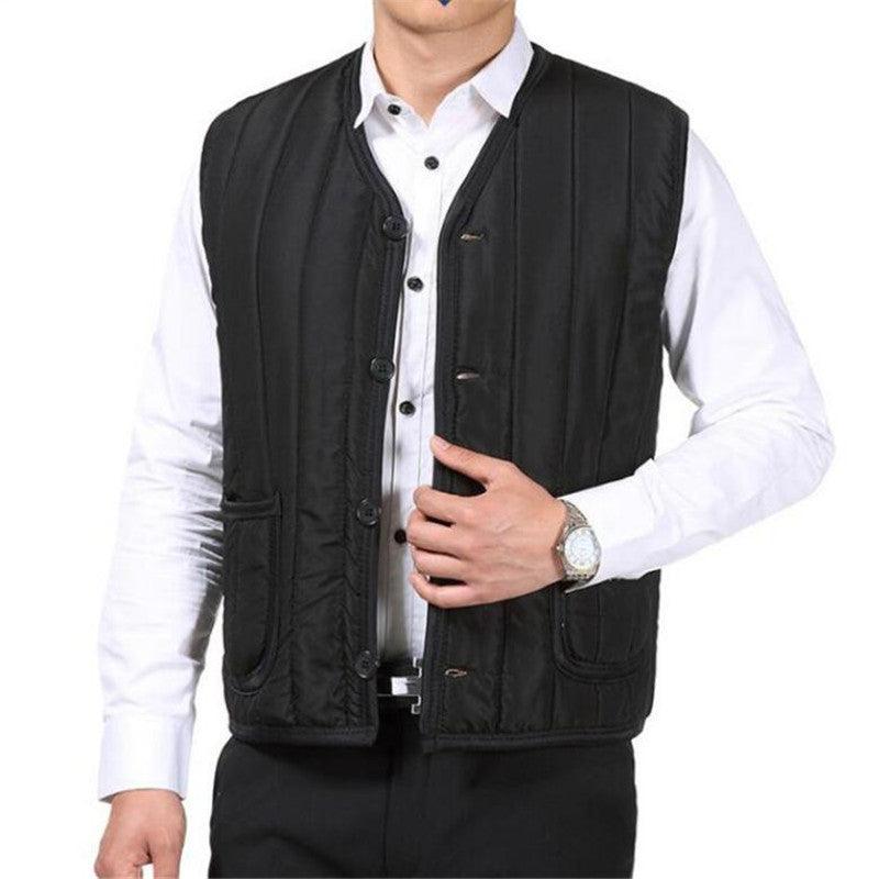 Middle - aged And Elderly Solid Color Slim Waistcoat - Amazitshop