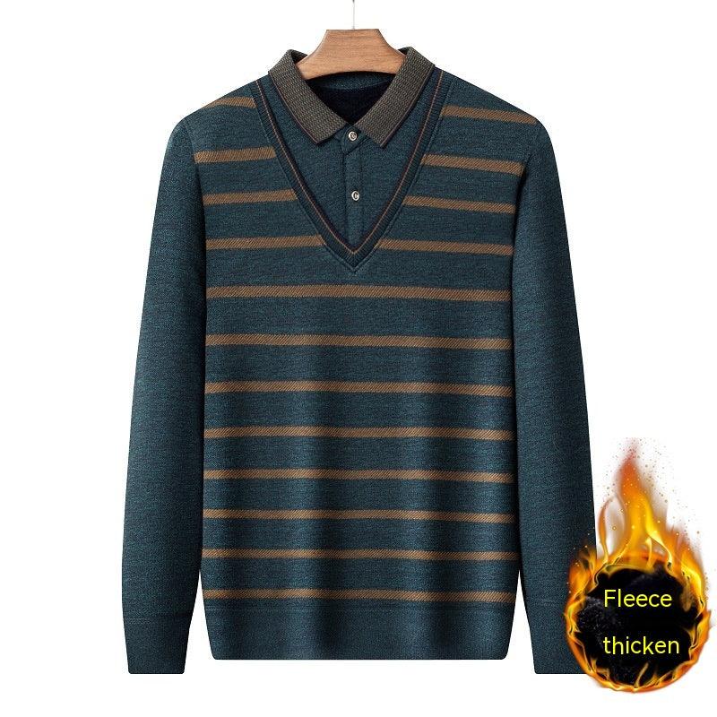 Middle - aged Men Fleece - lined Thickened Long Sleeve Thermal Top - Amazitshop