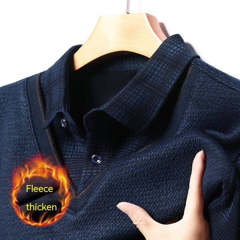 Middle - aged Men Fleece - lined Thickened Long Sleeve Thermal Top - Amazitshop