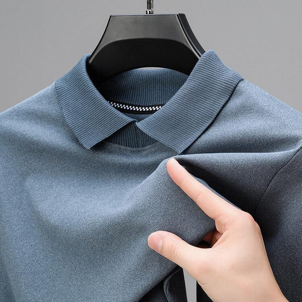 Middle - aged Men's Pure Color Warm Keeping Bottoming T-shirt - Amazitshop