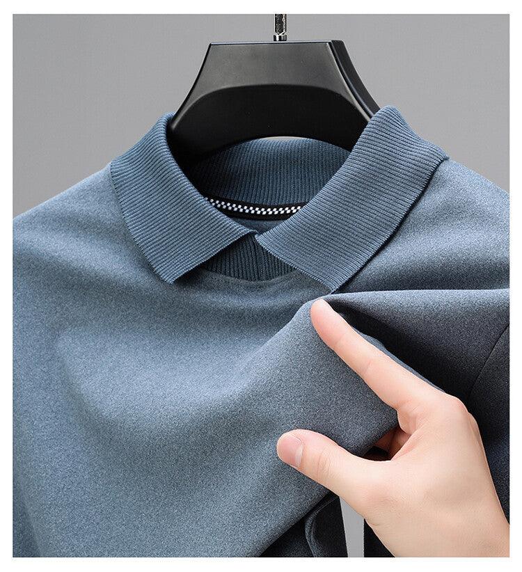 Middle - aged Men's Pure Color Warm Keeping Bottoming T-shirt - Amazitshop