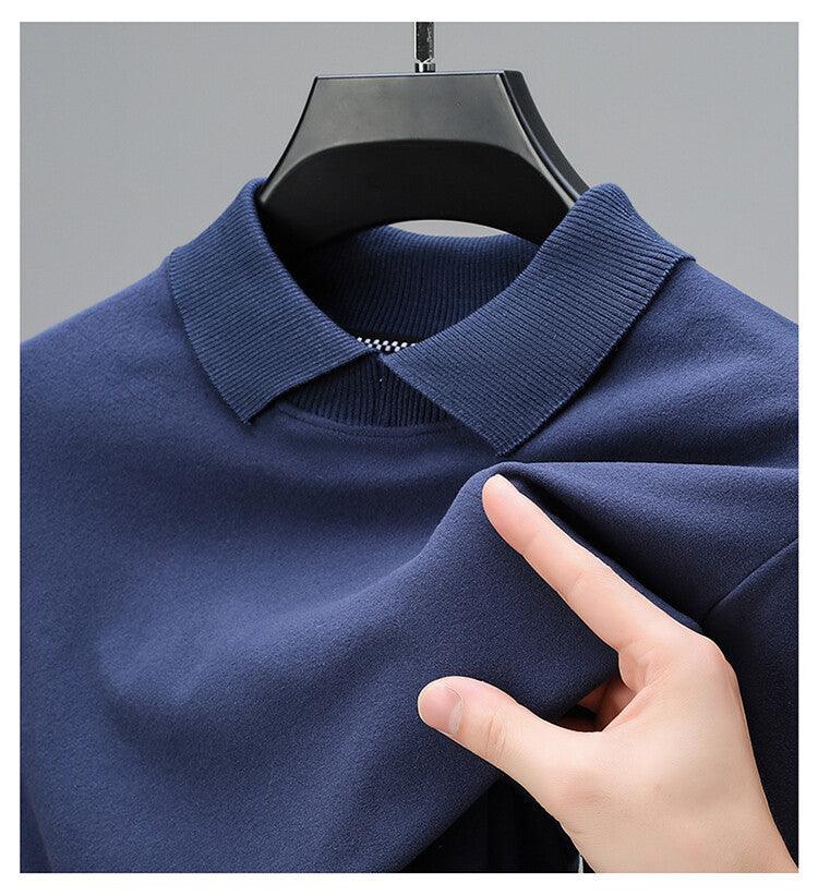 Middle - aged Men's Pure Color Warm Keeping Bottoming T-shirt - Amazitshop