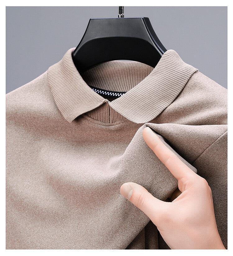 Middle - aged Men's Pure Color Warm Keeping Bottoming T-shirt - Amazitshop