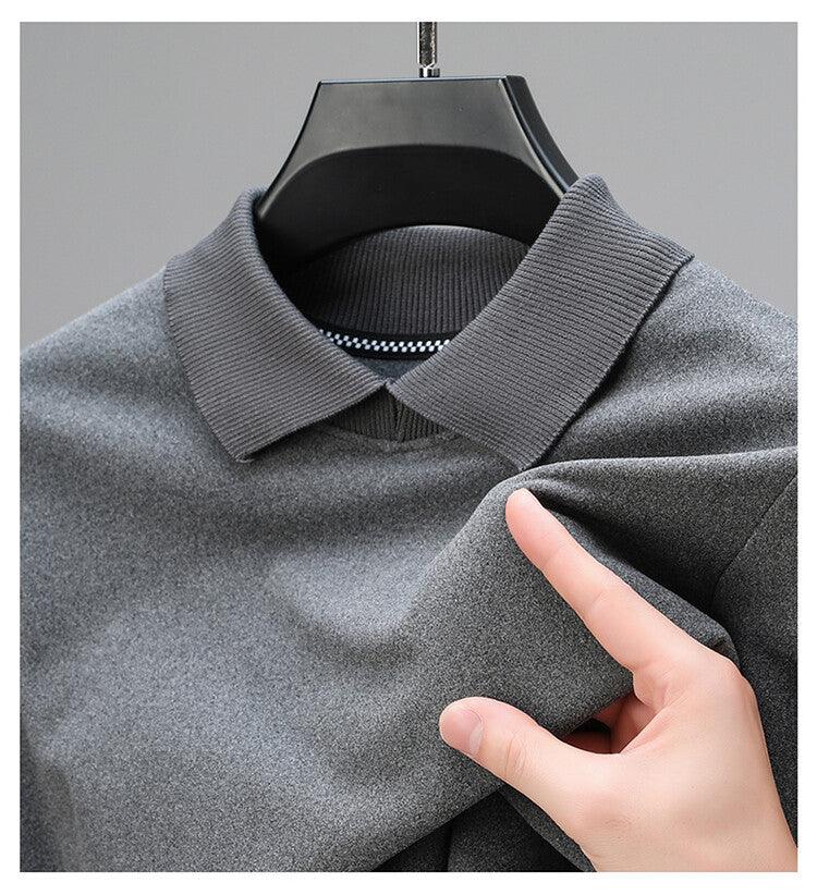 Middle - aged Men's Pure Color Warm Keeping Bottoming T-shirt - Amazitshop