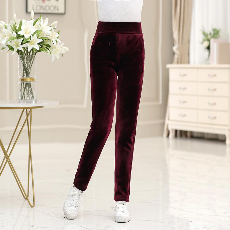 Middle - aged Mother Wears Velvet Trousers - Amazitshop
