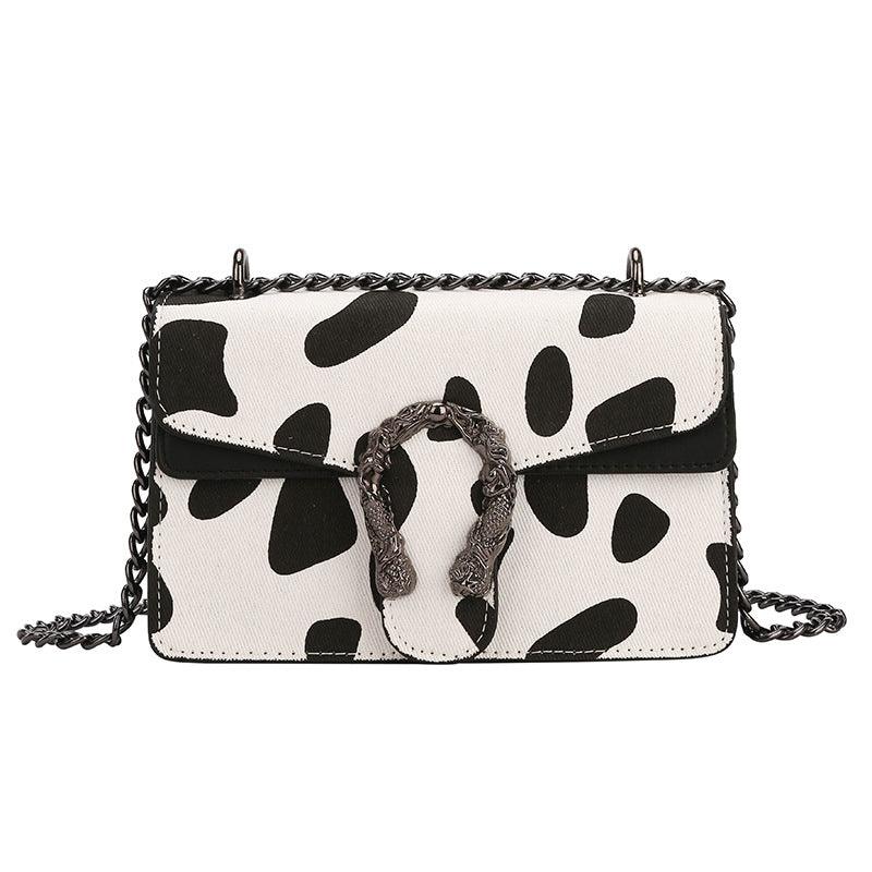 Milk Pattern Western Fashion Chain One - Shoulder Diagonal Small Square Bag - Amazitshop
