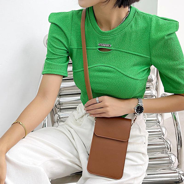 Mini Shoulder Crossbody Bags For Women Casual Solid Color Mobile Phone Bag Long Wallet - Amazitshop