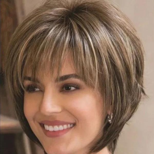 Mixed Blonde Brown Short Wigs Natural Hair Wigs Heat Resistant Hair Wig - Amazitshop