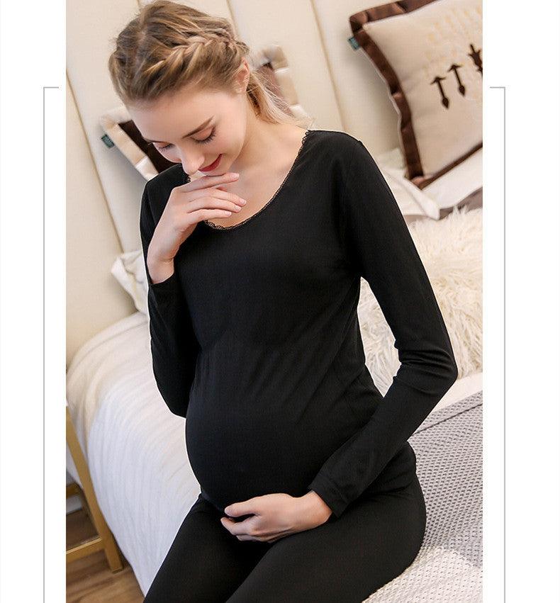 Modal Pregnant Women'S Autumn Clothes And Long Trousers Seamless Body Lifting And Thermal Underwear Set - Amazitshop