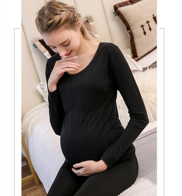 Modal Pregnant Women'S Autumn Clothes And Long Trousers Seamless Body Lifting And Thermal Underwear Set - Amazitshop