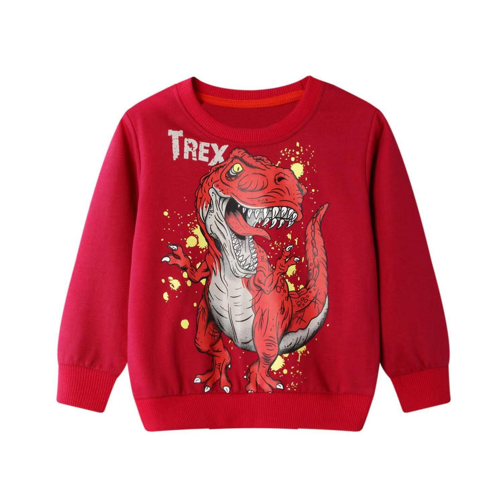 Models Of Cartoon Dinosaur Print Children's Tops - Amazitshop
