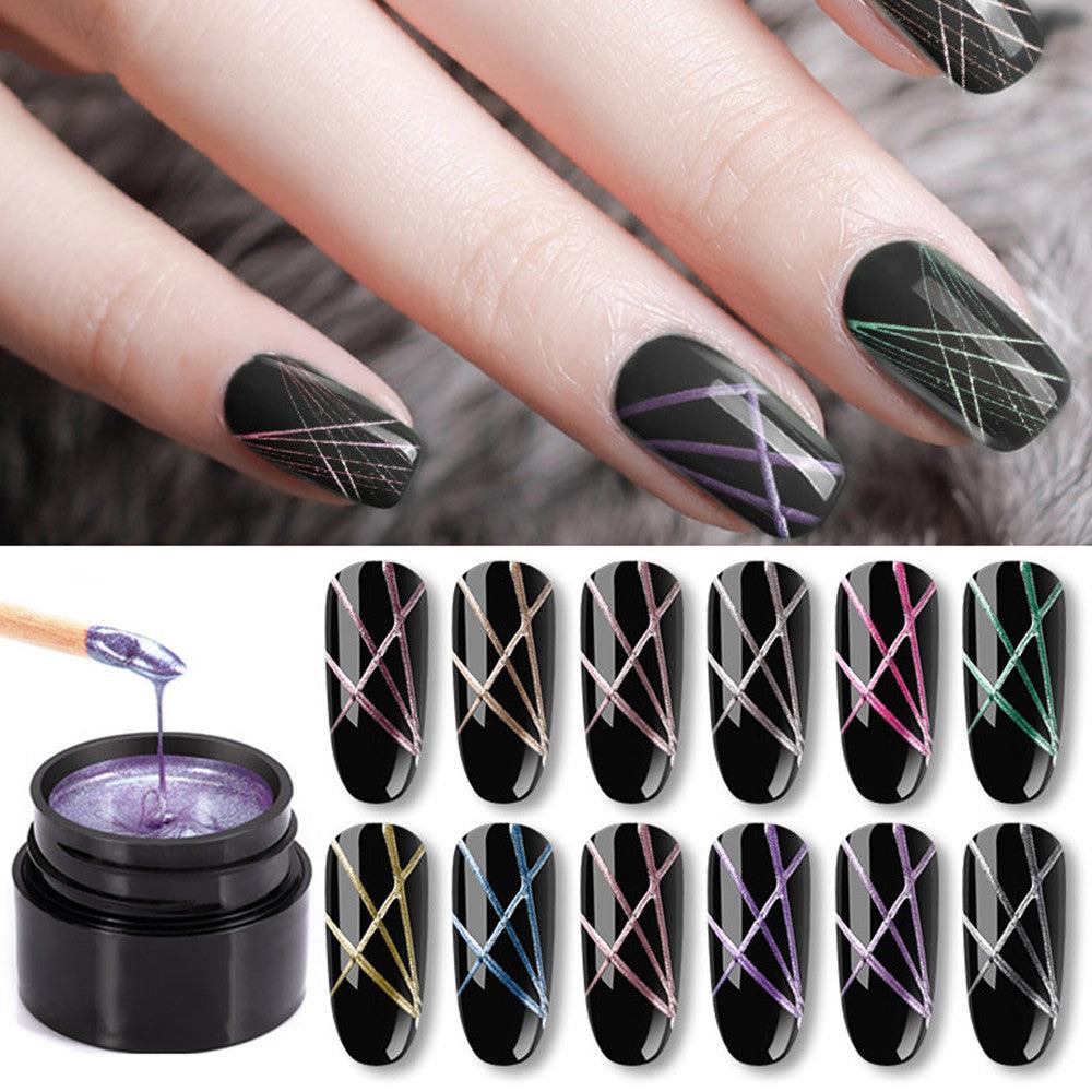 Nail Art Metal Brushed Nail Glue Painting - Amazitshop