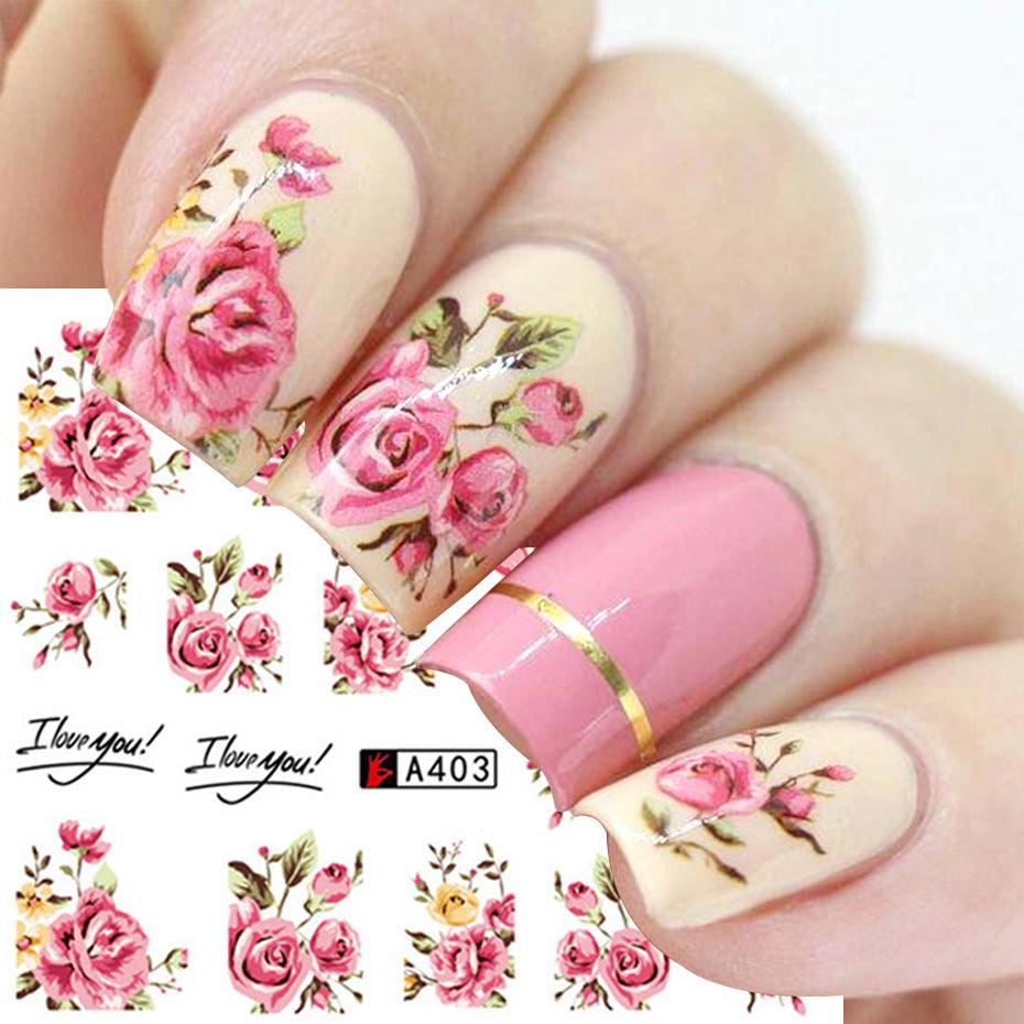 Nail Art Rose Nail Sticker Bowknot Lace Red Flower Nail Applique Eco - Friendly Nail - Amazitshop