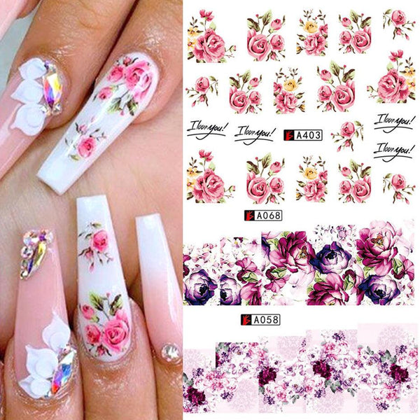 Nail Art Rose Nail Sticker Bowknot Lace Red Flower Nail Applique Eco - Friendly Nail - Amazitshop