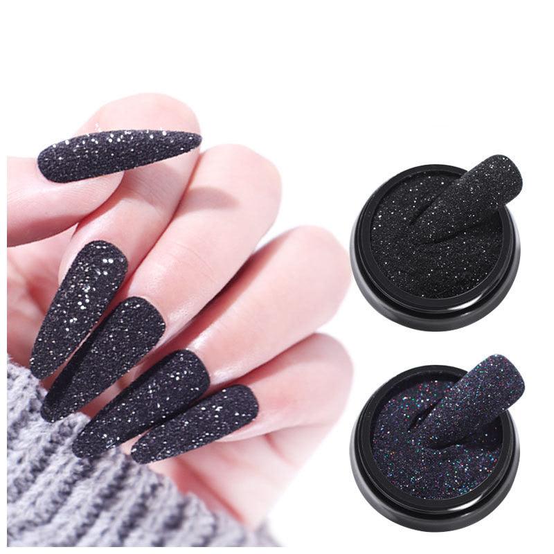 Nail Art Woolen Powder Starlight Black Gauze Sugar Powder Nail Art Accessories - Amazitshop