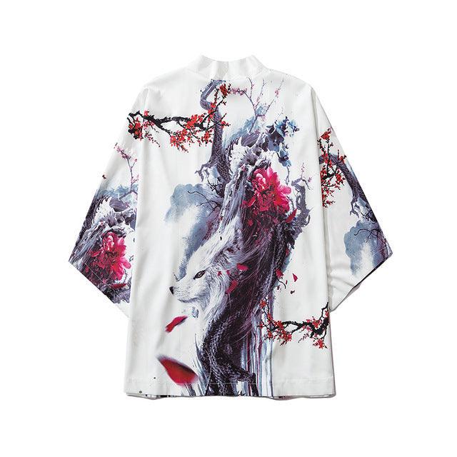 National Style Creative Kimono Cloak Printed Casual Jacket Haori Shirt - Amazitshop