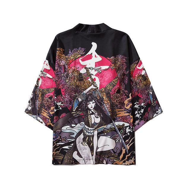 National Style Creative Kimono Cloak Printed Casual Jacket Haori Shirt - Amazitshop