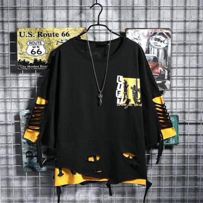 Net Celebrity Hair Stylist, Trendy Brand, Light Luxury Men's Clothing, Short - sleeved Men - Amazitshop