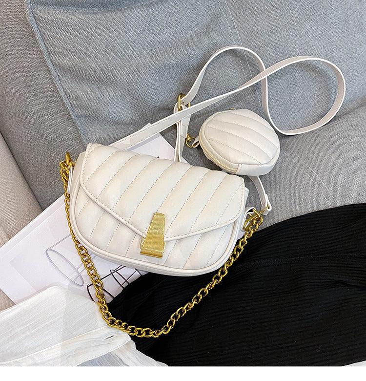 Net Red Korean Wide Shoulder Strap One Shoulder Crossbody Saddle Bag - Amazitshop