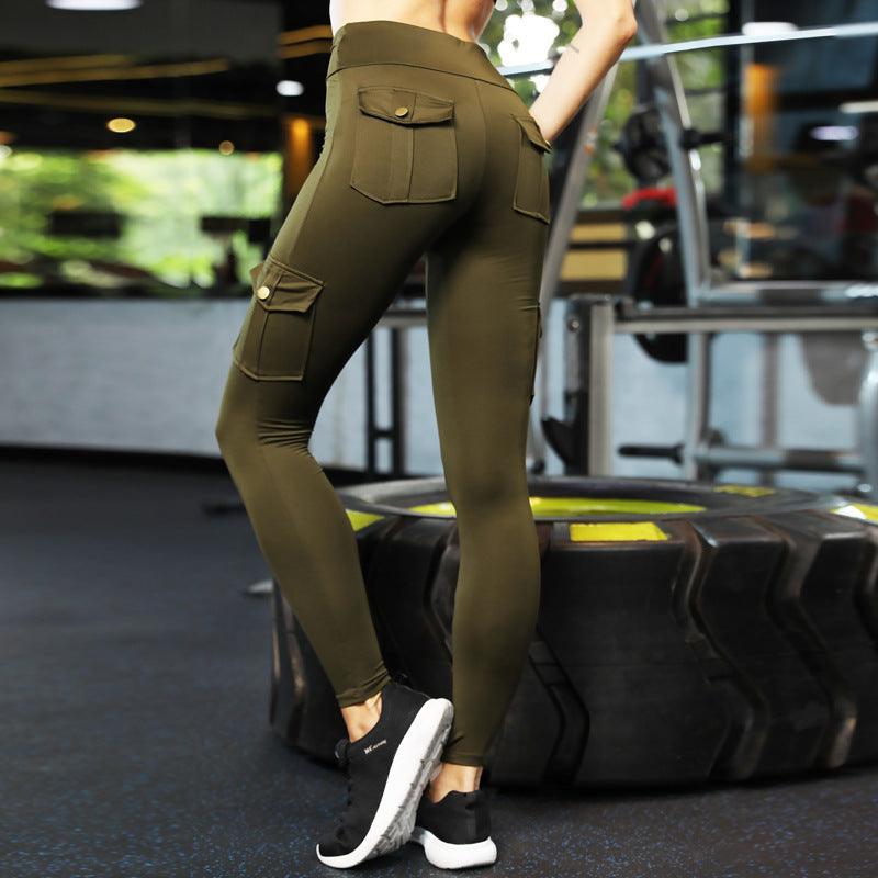 Net Red Pocket Fitness Pants Women Stretch Tight Sexy Sports Pants - Amazitshop