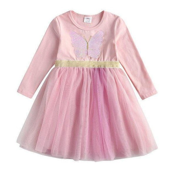 New 3 - 8 Girls Dress Butterfly Kids Long Sleeve Dresses Baby - Amazitshop