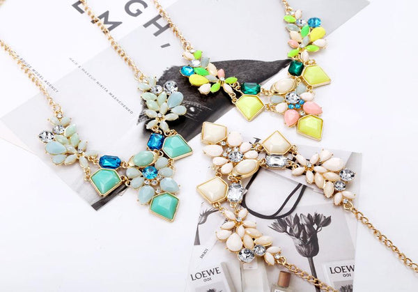 New Arrival Resin Fashion Colorful Cute Charm Gem Flower Choker Necklaces & Pendants Fashion Jewelry Woman Gift Summer style - Amazitshop