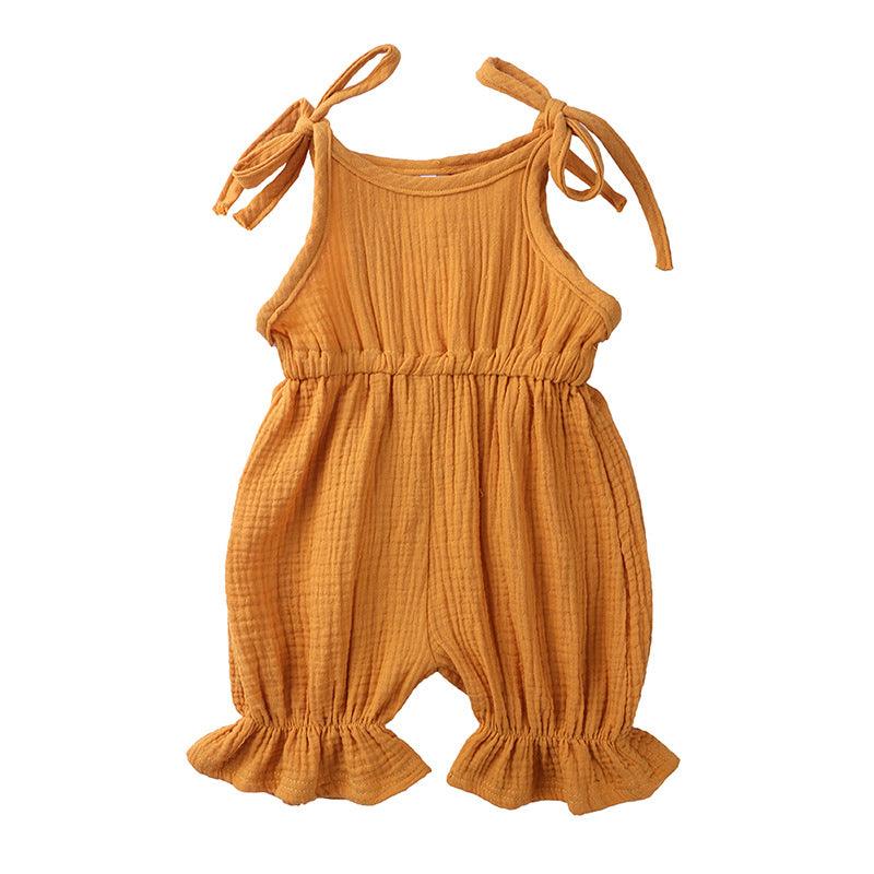 New Arrivals Newborn Toddler Baby Girls Sleeveless Solid Romper Jumpsuit Outfit - Amazitshop