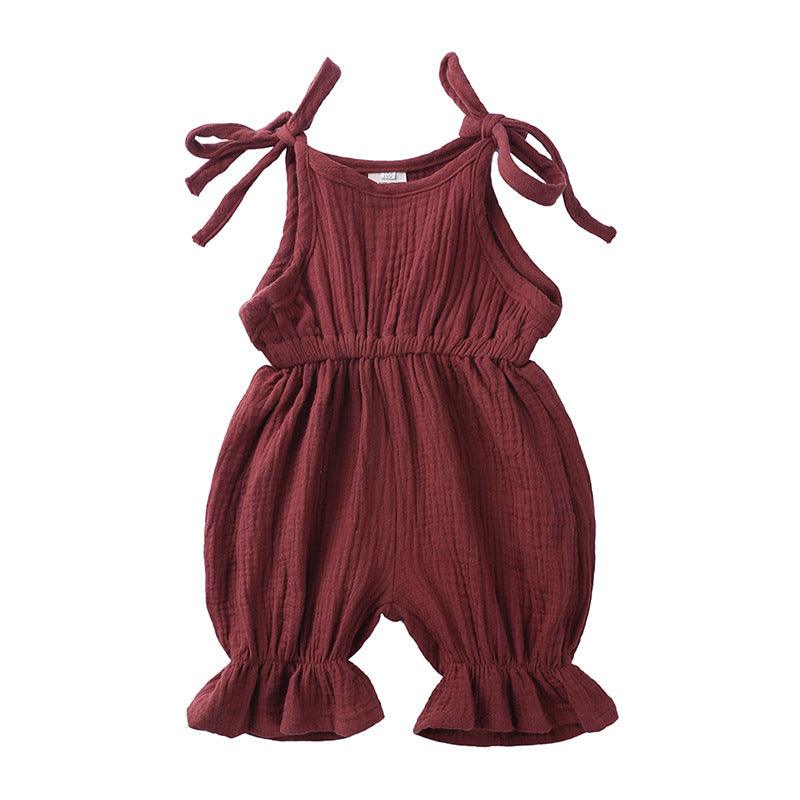 New Arrivals Newborn Toddler Baby Girls Sleeveless Solid Romper Jumpsuit Outfit - Amazitshop