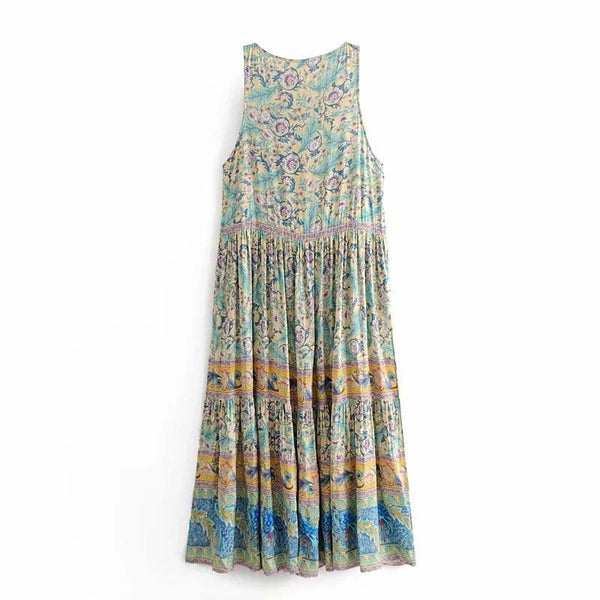 New Bohemian Printed Dresses European and American Women's Holiday Wind Beach Dresses - Amazitshop