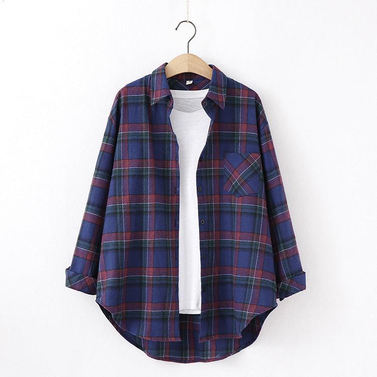 New Brand Plaid Shirt Women Loose Plus Size Blouse Female Long Sleeve Blouses Cotton Flannel Casual Shirt Women Tops Blusas - Amazitshop