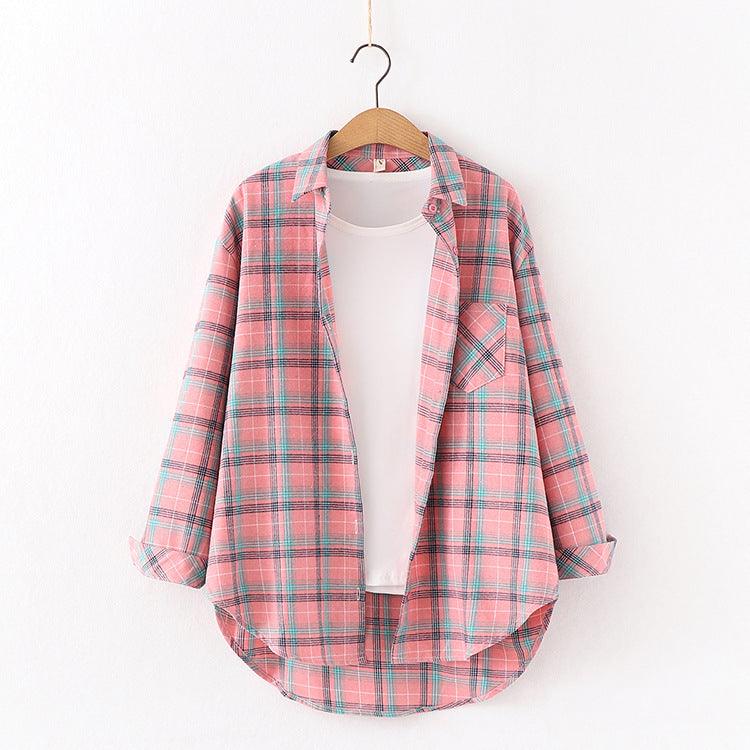 New Brand Plaid Shirt Women Loose Plus Size Blouse Female Long Sleeve Blouses Cotton Flannel Casual Shirt Women Tops Blusas - Amazitshop
