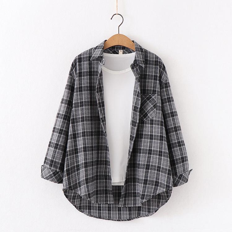 New Brand Plaid Shirt Women Loose Plus Size Blouse Female Long Sleeve Blouses Cotton Flannel Casual Shirt Women Tops Blusas - Amazitshop
