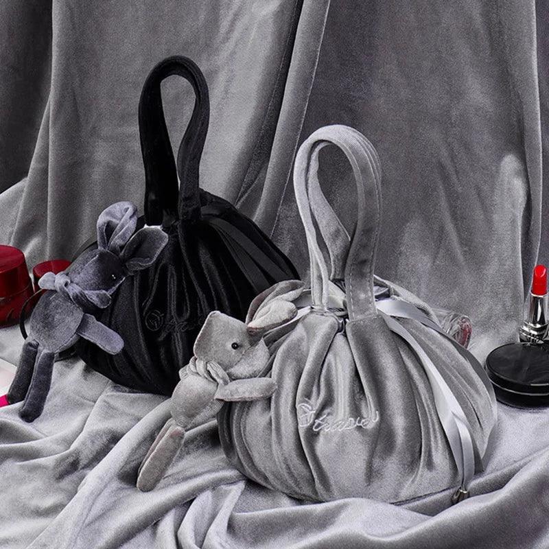 New Cartoon Rabbit Ears Velvet Cosmetic Bags Makeup Bag Happy Easter Party Self - Adhesive Gift Bag For Girls - Amazitshop