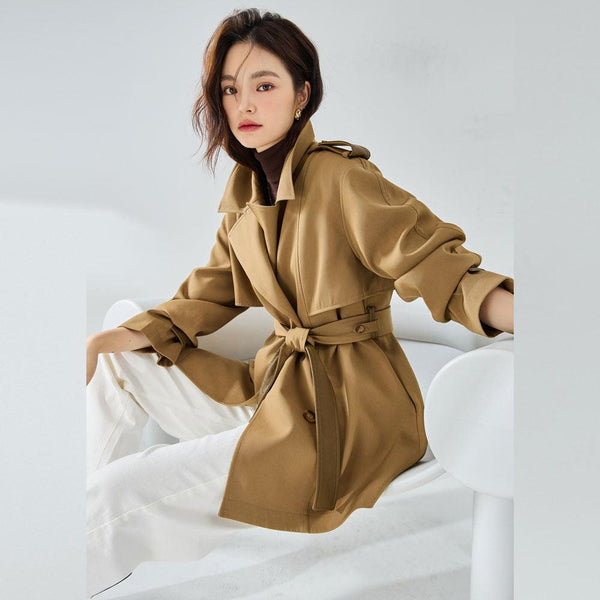 New Casual Elegant Elegant Short Trench Coat Women - Amazitshop