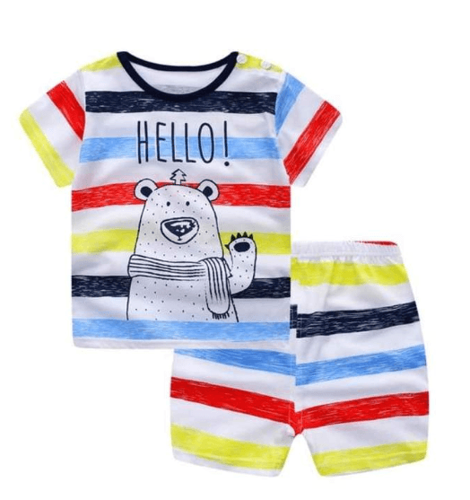 New children's summer children's clothing short - sleeved suit cotton boy girls small children cartoon summer two - piece - Amazitshop