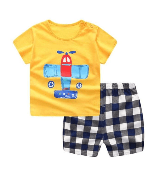 New children's summer children's clothing short - sleeved suit cotton boy girls small children cartoon summer two - piece - Amazitshop