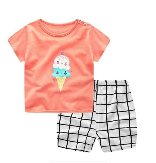 New children's summer children's clothing short - sleeved suit cotton boy girls small children cartoon summer two - piece - Amazitshop