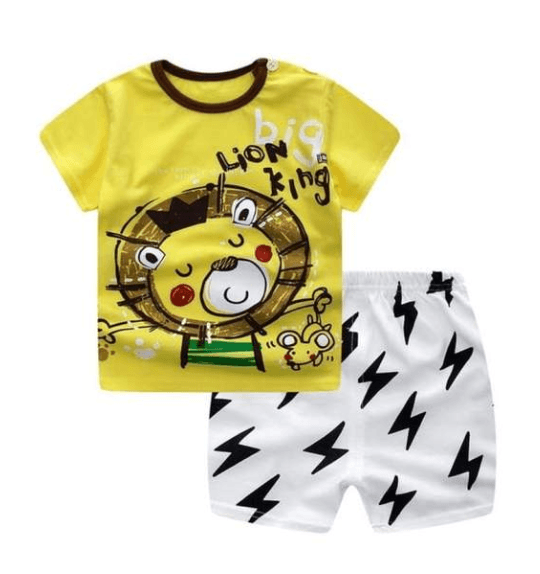 New children's summer children's clothing short - sleeved suit cotton boy girls small children cartoon summer two - piece - Amazitshop